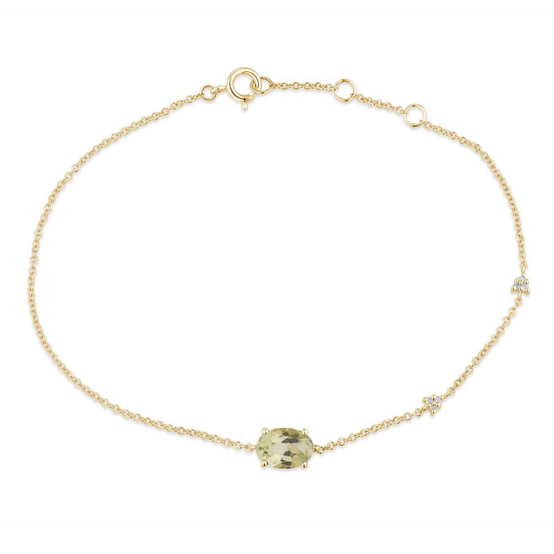Bracelet or jaune 18 carats, quartz "lemon" et diamant
