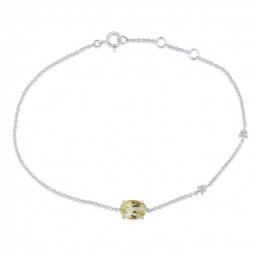 Bracelet or gris 18 carats, quartz "lemon" et diamant