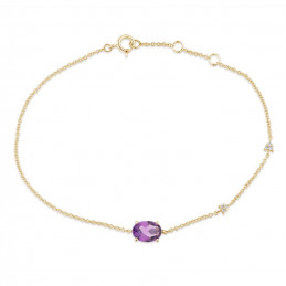 Bracelet or jaune 18 carats, améthyste et diamant