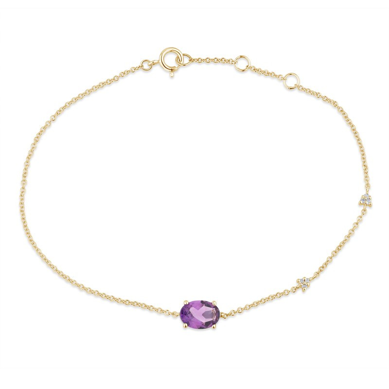 Bracelet or jaune 18 carats, améthyste et diamant