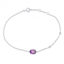 Bracelet or blanc 18 carats, améthyste et diamant