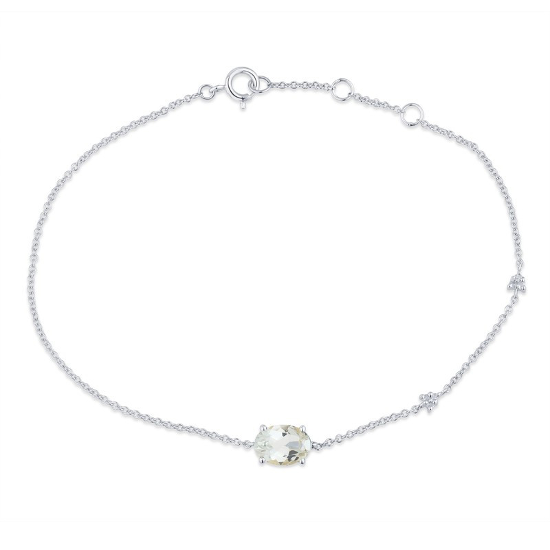 Bracelet or 18 carats, améthyste et diamant 0,020 carat