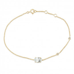 Bracelet or jaune 18 carats, améthyste et diamant 0,020 carat