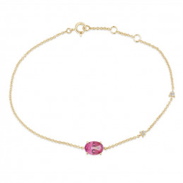 Bracelet or 18 carats, topaze rose et diamant 0,020 carat