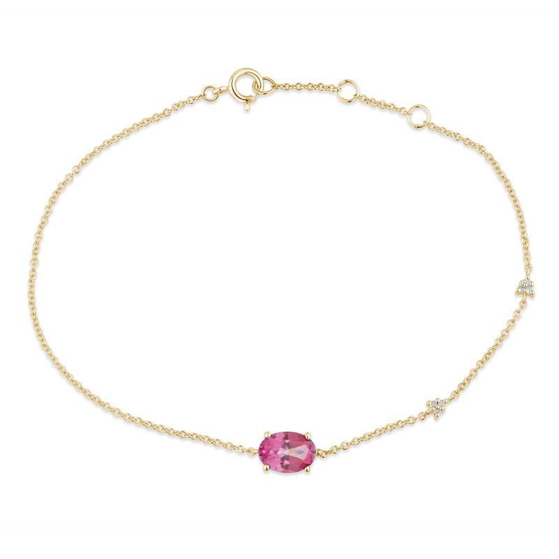 Bracelet or 18 carats, topaze rose et diamant 0,020 carat