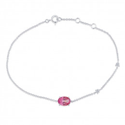 Bracelet or gris 18 carats, topaze rose et diamant 0,020 carat