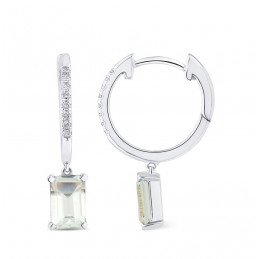 Créoles or 18 carats, améthyste et diamant 0,060 carat