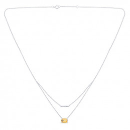 Chaine or gris 18 carats, citrine et diamant 0,030 carat