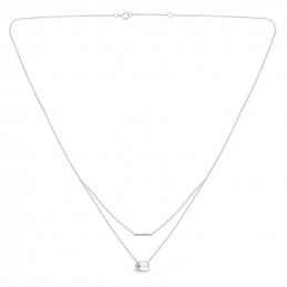 Chaine or blanc 18 carats, améthyste et diamant 0,030 carat