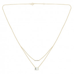 Chaine or jaune 18 carats, améthyste et diamant 0,030 carat