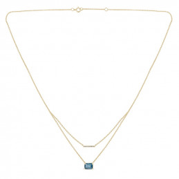 Chaine or 750/1000, topaze et diamant 0,030 carat