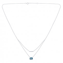 Chaine or gris 18 carats, topaze et diamant 0,030 carat