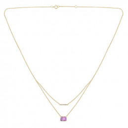 Chaine or jaune 18 carats, améthyste et diamant 0,030 carat