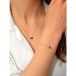 Bracelet or 18 carats, améthyste et diamant 0,030 carat