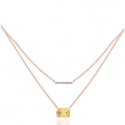 Chaine or jaune 18 carats, citrine et diamant 0,030 carat
