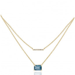 Chaine or jaune 18 carats, topaze et diamant 0,030 carat