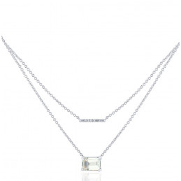 Chaine or gris 18 carats, améthyste et diamant 0,030 carat