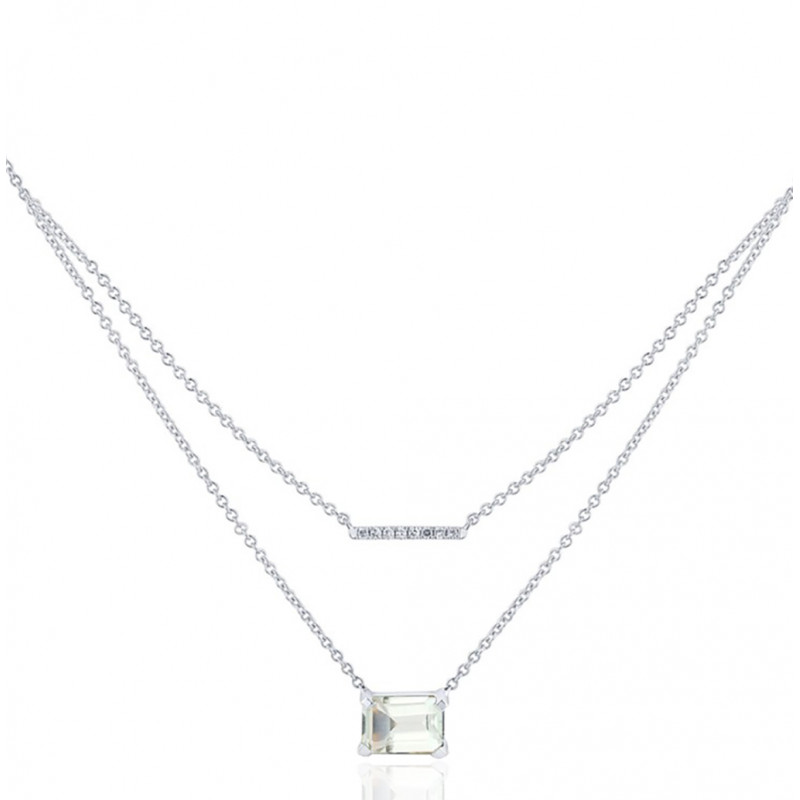 Chaine or gris 18 carats, améthyste et diamant 0,030 carat