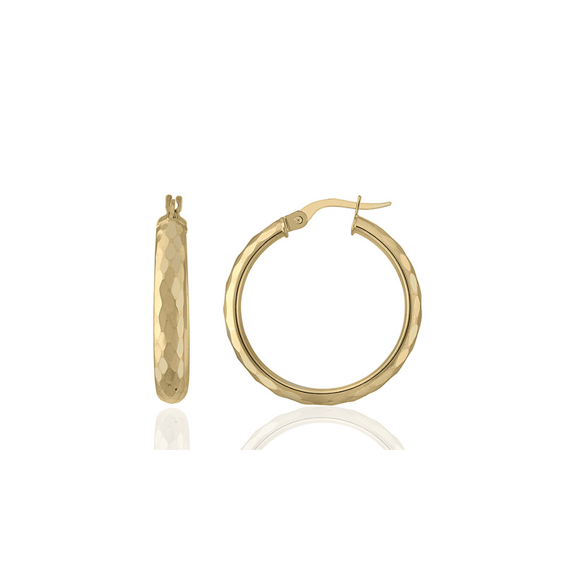 Créoles or jaune 18 carats martelée 25 mm