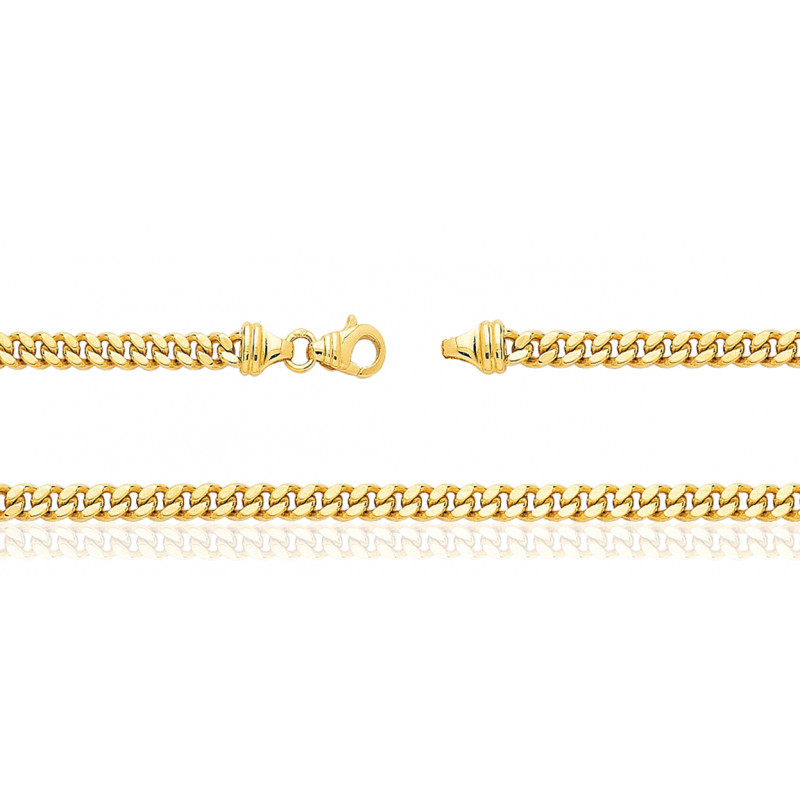 Chaine or jaune 18 carats maille gourmette 60 cm