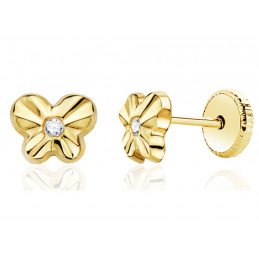 Boucles d'oreilles or 18 carats et zirconium "papillon"