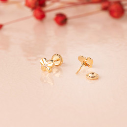 Boucles d'oreilles or jaune 18 carats et zirconium "papillon"