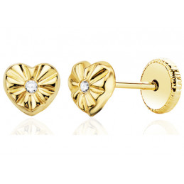 Boucles d'oreilles or 18 carats et zirconium "cœur"