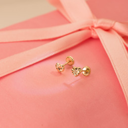 Boucles d'oreilles or jaune 18 carats et zirconium "cœur"