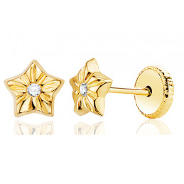 Boucles d'oreilles or 18 carats et zirconium "étoile"