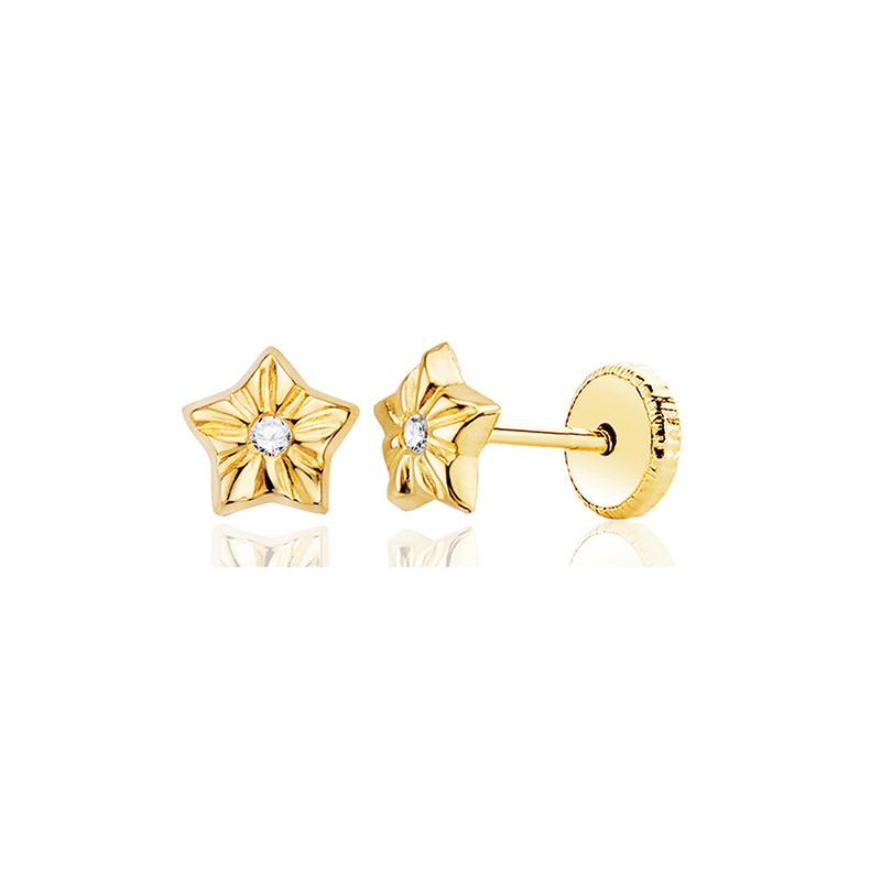 Boucles d'oreilles or 18 carats et zirconium "étoile"
