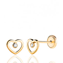 Boucles d'oreilles zirconium et or 18 carats "cœurs"