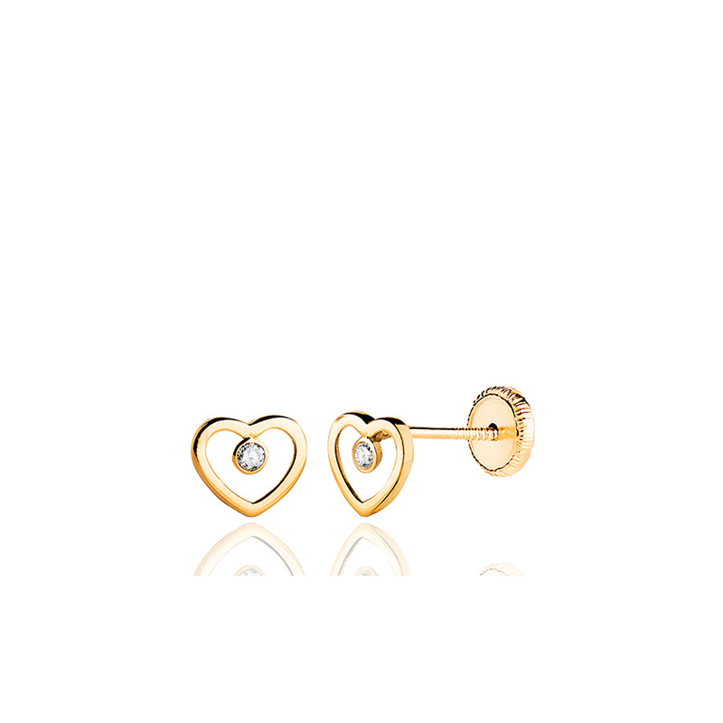Boucles d'oreilles zirconium et or 18 carats "cœurs"
