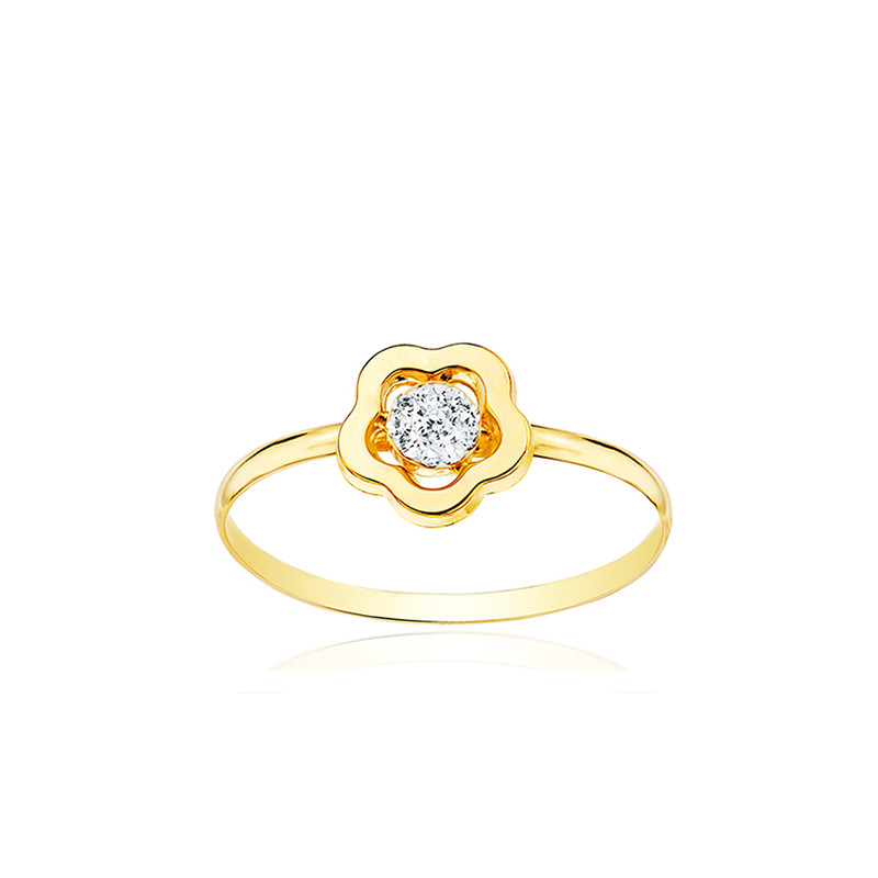 Bague or jaune 18 carats et zirconium