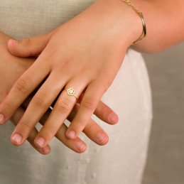 Bague or 18 carats et zirconium
