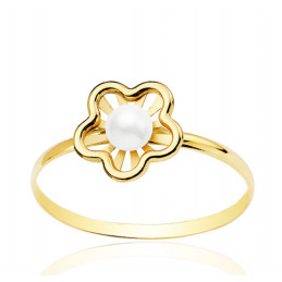 Bague or 18 carats et perle de culture 3 mm