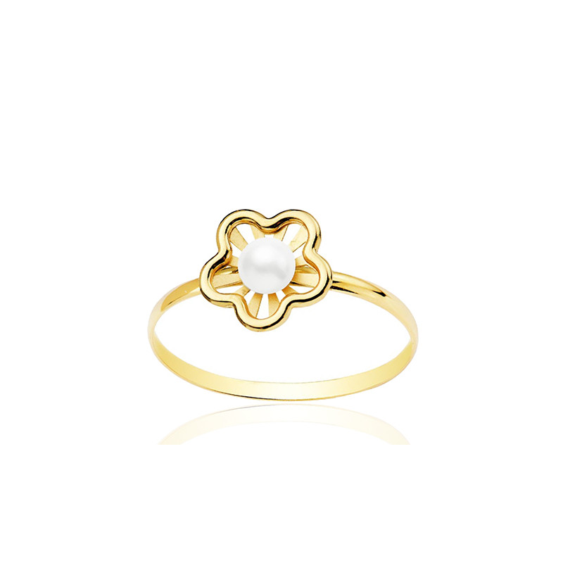 Bague or 18 carats et perle de culture 3 mm