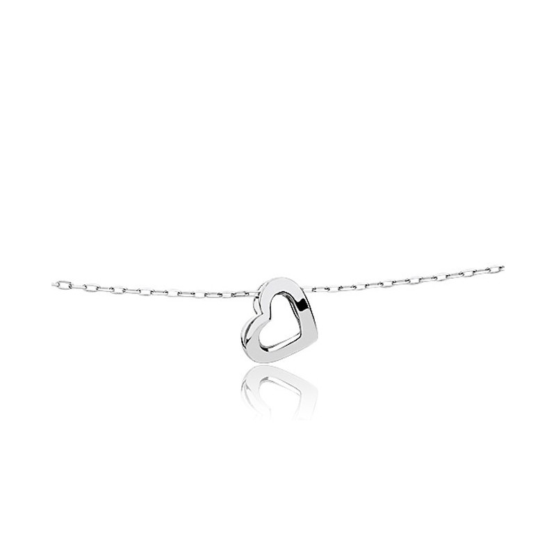 Chaine adulte or blanc maille fantaisie et coeur tout or