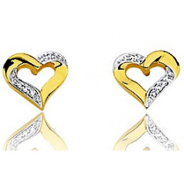 Boucles d'oreilles diamant et or 750/1000 coeur2