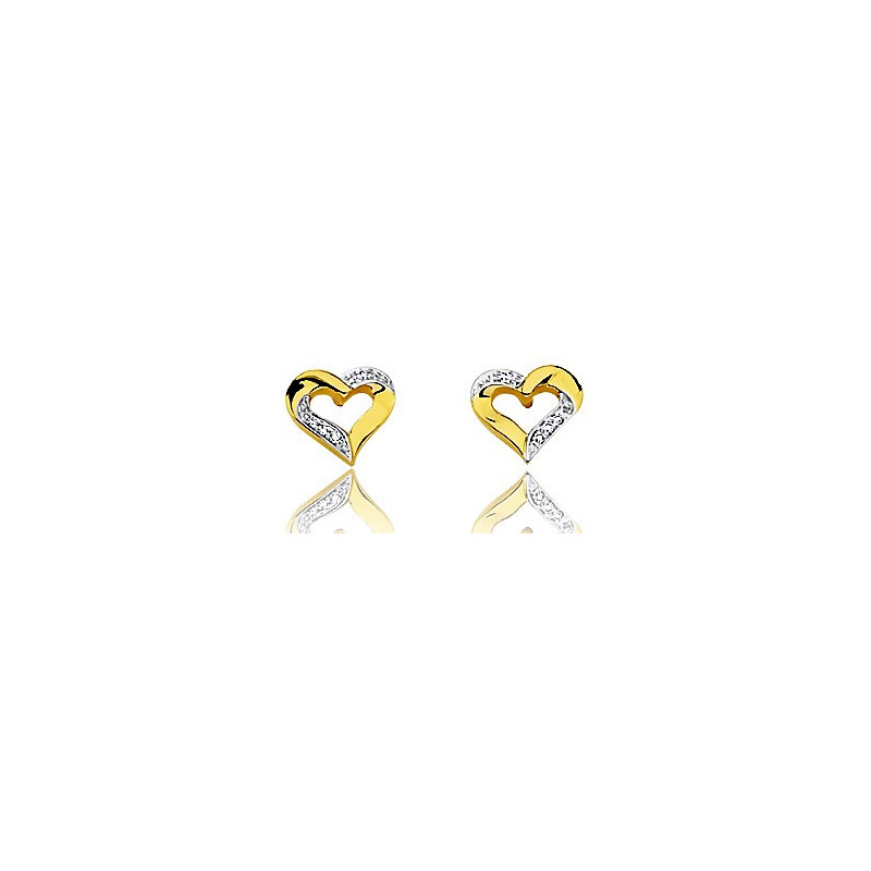 Boucles d'oreilles diamant et or 750/1000 coeur2