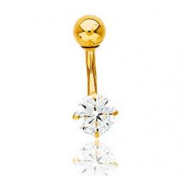 Piercing nombril or jaune et zirconia