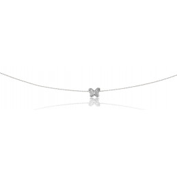 Chaine femme or blanc et pendentif diamant 0,03 carat "papillon"