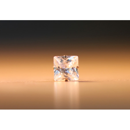 Boucles D'oreilles Clou En Or Avec Zirconium Carré 6mm - Effet Diamant - Neuves