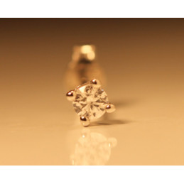 Boucle d'oreille diamant 0,08 carat chaton classique et or blanc pour homme