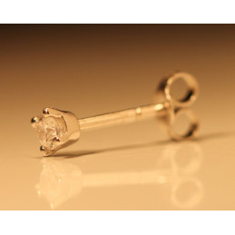 Boucle d'oreille diamant 0,08 carat chaton classique et or blanc pour homme