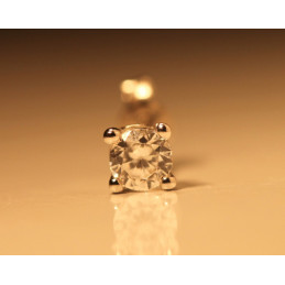 Boucle d'oreille diamant 0,15 carat chaton classique et or blanc pour homme