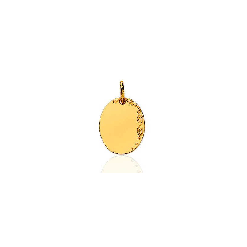 Pendentif or jaune ovale personnalisable