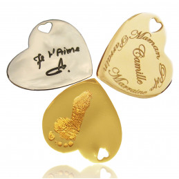 Pendentif "Coeur" en or 18 carats à personnaliser et cordon de couleur