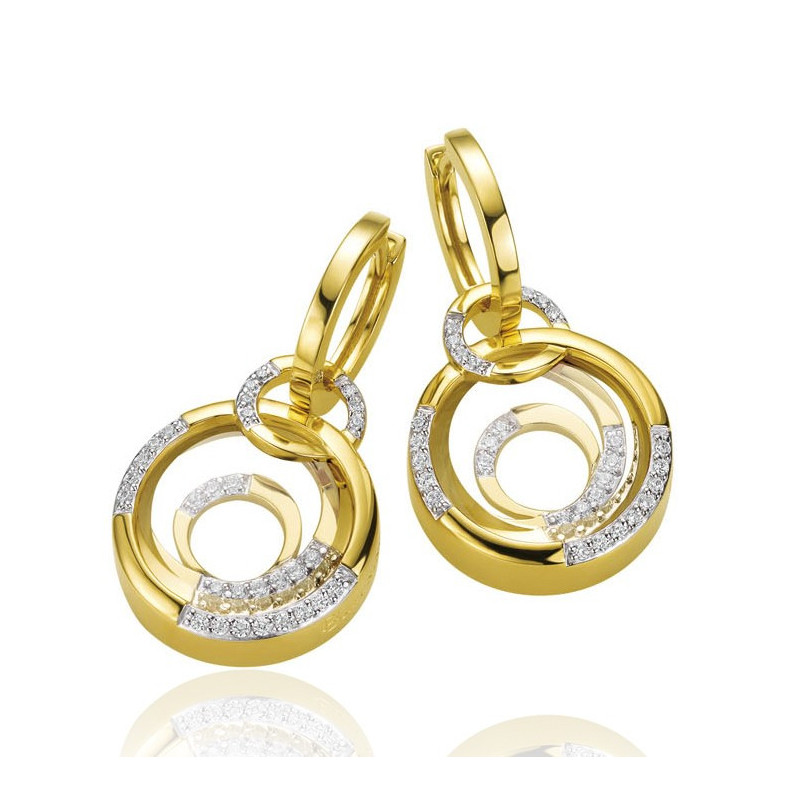 Boucles d'oreilles or jaune 18 carats et diamant 0,39 carat
