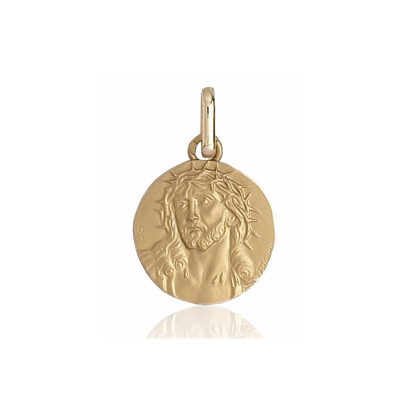medaille christ or jaune ronde