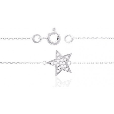 Bracelet Homme/femme Argent Massif - Baguette De Zirconiums - Bijou Occasion